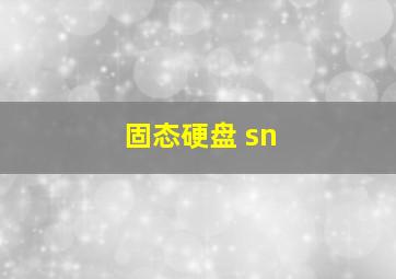 固态硬盘 sn